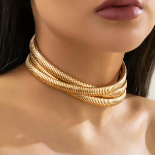 Γυναικείο κολιέ Twisted Torque Choker με ασημένια σπιράλ αλυσίδα 1