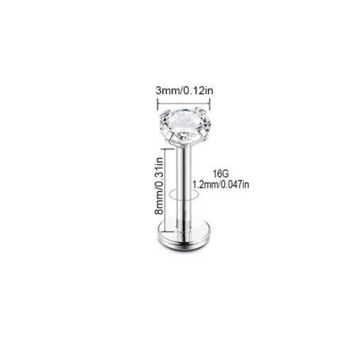 Τρυπήματα Labret G23Τιτανιούχο ατσάλι2 τεμάχια16G8mm3mm 1