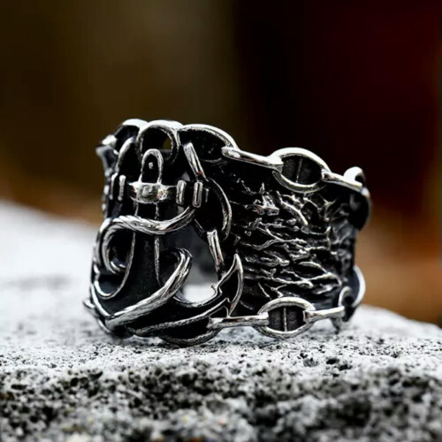 Gothic Ship Cable Chain Anchor Ring Stainless Steel Men's 2