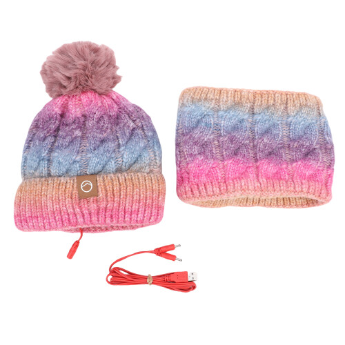 Beheiztes Mütze-Schal-Set 40-50C 53-58cm Violett USB 2