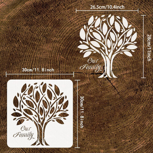 Family Tree Stencil Reusable Plastic 11.8x11.8 Inch 1