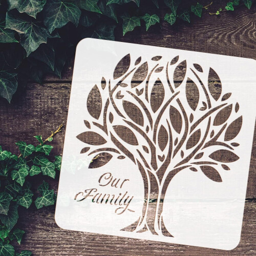 Family Tree Stencil Reusable Plastic 11.8x11.8 Inch 2