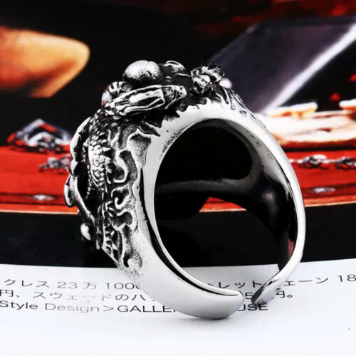 Skull Crown Ring Red CZ Stainless Steel Gothic Biker Ring 1