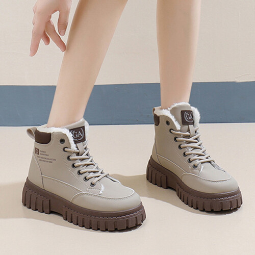 Women's Winter Work Platform Ankle Boots Khaki Size 7 1