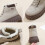 Women's Winter Work Platform Ankle Boots Khaki Size 6 4