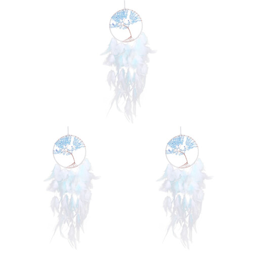 3Pcs Handwoven Dreamcatcher with Crystal Stone for Home Decor
