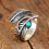 Feather Spoon Ring 925 Sterling Silver Adjustable Vintage 7