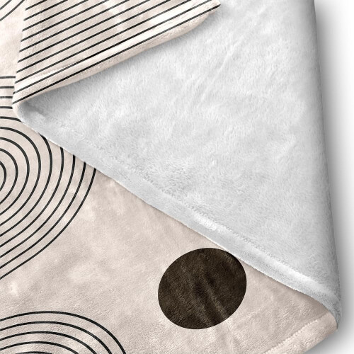 Abstract Boho Throw Blanket Flannel 60x80 Inch Black Beige 2