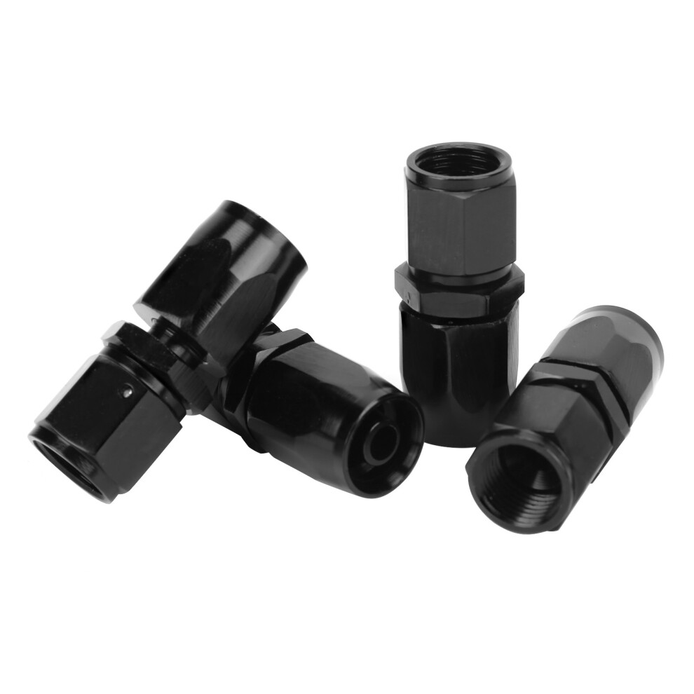 An6 Swivel Hose End Fitting Adaptor 4Pcs - Universal Straight Aluminum Polished 9491391944119