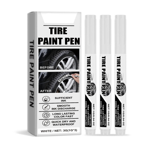 White Paint Pen for Car Tires Waterproof 3-Pack 1