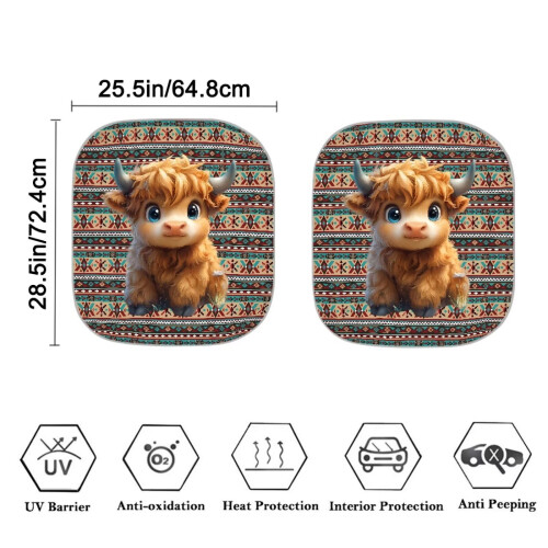 Aztec Tribal Car Sunshade 2-Pack Reflective Polyester 2