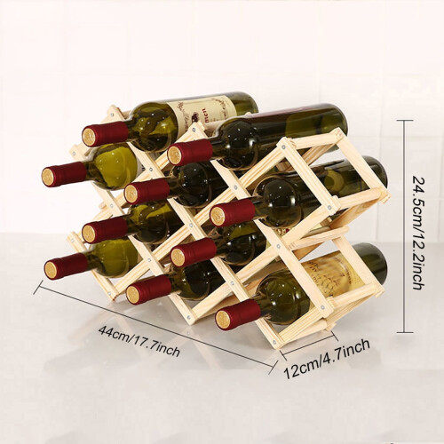 Foldable Wooden Wine Rack 10-Bottle 2