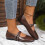 Γυναικεία Casual Flat Loafers Καφέ PU Slip-On Μέγεθος 5US 4