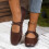 Γυναικεία Casual Flat Loafers Καφέ PU Slip-On Μέγεθος 5US 8