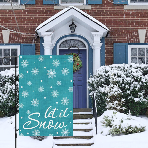 Σημαία Κήπου με Νιφάδες Χιονιού Let It Snow 12,5x18 ίντσες Διπλής Όψης 1