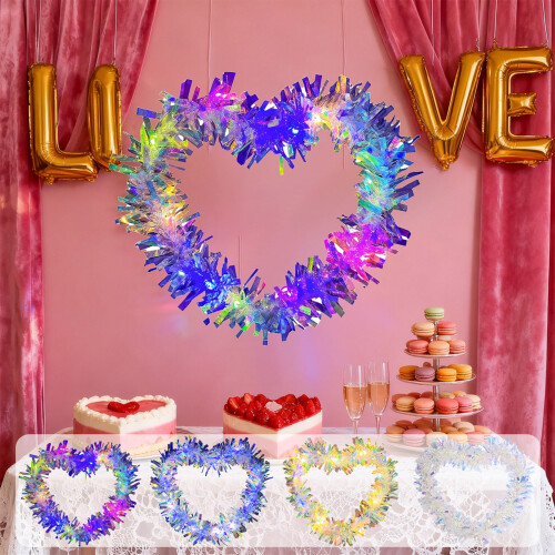 Valentinstagskranz mit LED-Lichtern, 30 cm 1