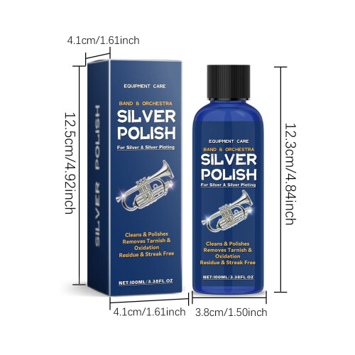 Silver Polish for Band & Orchestra Instruments 3.38 oz with 2