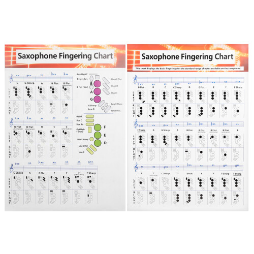 Portable Coated Paper Saxophone Fingering Chart Basic Exercise Guide 1
