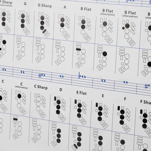 Portable Coated Paper Saxophone Fingering Chart Basic Exercise Guide 2