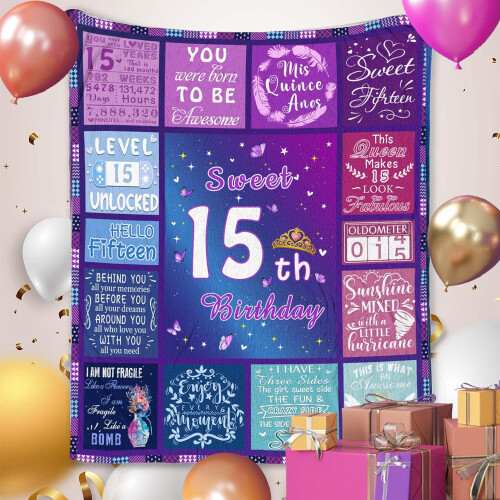Sweet16Gifts για κορίτσια – Κουβέρτα γενεθλίων 60"x50", συμβατή με διακοσμήσεις και ιδέες 2
