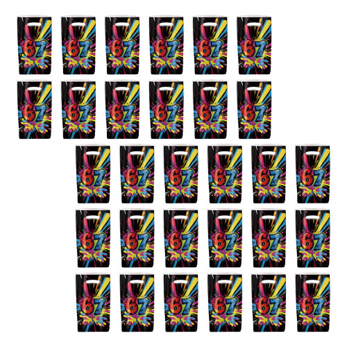 30Pcs Ice Cream Patterned Plastic Gift Bags 17x25cm-Black 67