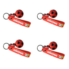 4 Stück winziger Fußball-Schlüsselanhänger aus-rotschwarz