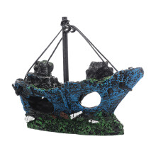 Handcrafted Resins Fish Tanks Ornament Miniature Wrecked-GC0787