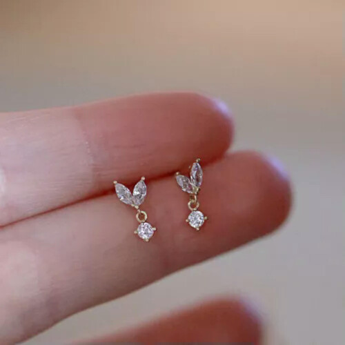 925 Silver Cubic Zirconia Drop Earrings 1 Pair