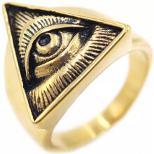 Mens Illuminati Triangle All Seeing Eye of Providence Ring Men Size 7-15-10-Gold