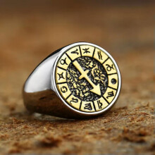 Vintage Sagittarius Ring Stainless Steel Silver Gold