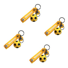 4 stuks miniatuur voetbal sleutelhanger sport thema-Geel zwart