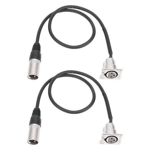 2 Stück XLR Pass-Through Kabel Typ D, 0,6 m, Silber 2