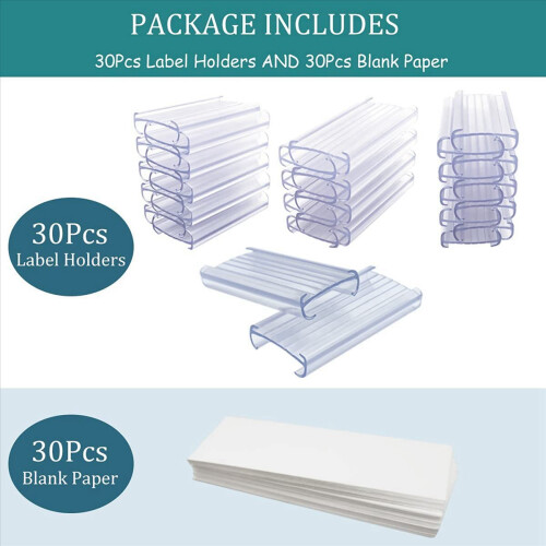 Wire Shelf Label Holders, 120 Pack Plastic Clips with Paper Removable 2