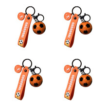 4 Stück Miniatur-Fußball-Schlüsselanhänger,-orangeschwarz