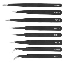8Pcs Stainless Steel Slant Tweezers Set ESD-10-17, Precision Pneumatic Tool