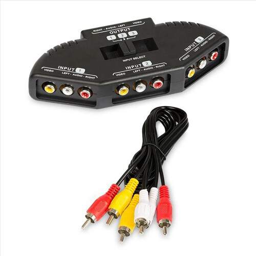 Διαχωριστής 4X 3-Way Audio Video AV Switch Box με καλώδιο για τηλεόραση X-Box DVD 2
