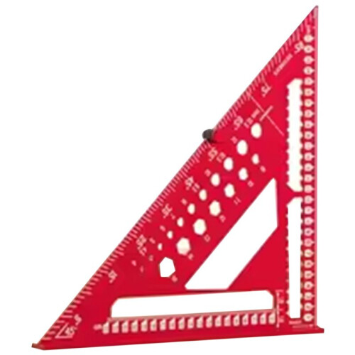 Triangle Ruler with Positioning Pin, Woodworking Multi Angle Ruler , High-Precision Right Angle Scribe Marking Ruler 12inch Red
