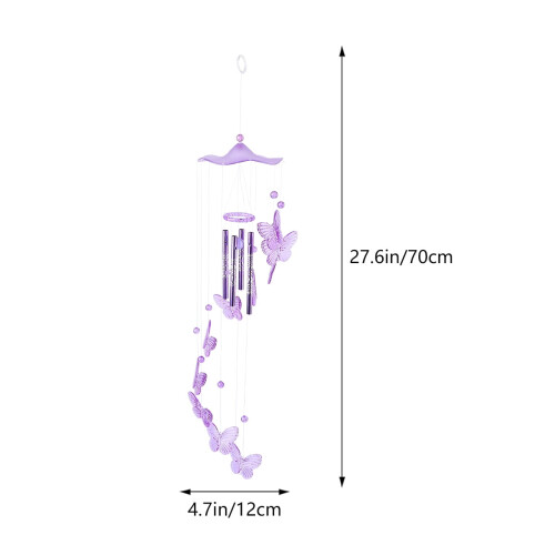 Carillon éolien papillon en plastique violet, 1 pièce 1