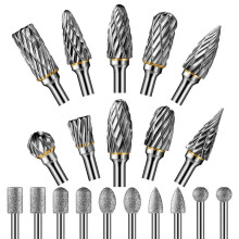20 Stuks Houtsnijbits, 10 Stuks Hardmetalen Freesbits + 10 Stuks Diamantboren (1/8 Inch) met Standaard Cilindrische Schacht voor Houtbewerking