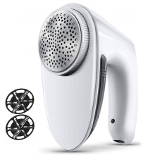 Electric Lint Remover with 6-Leaf Blades Quickly Remove USB Fabric Shaver Sweater Shaver for Clothes Bedding White