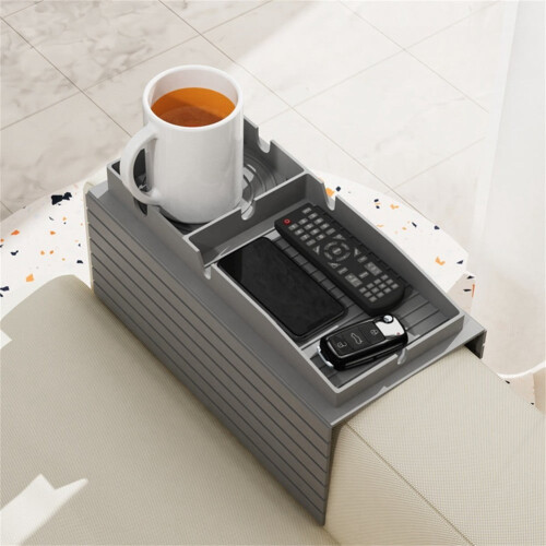 Silicone Sofa Cup Holder Tray with Anti-Slip Base Blue 1