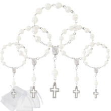 50 Stück -Rosenkränze Aus Acryl mit Organza-Beuteln für Hochzeiten, Partygeschenke, Silber