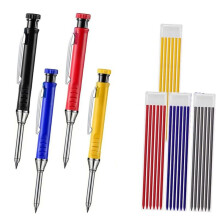 Professional 4-Pen Marking Set - 4 Pens + 24 Leads (Black//Red/Yellow) - Built-in Sharpeners, Extended Nose