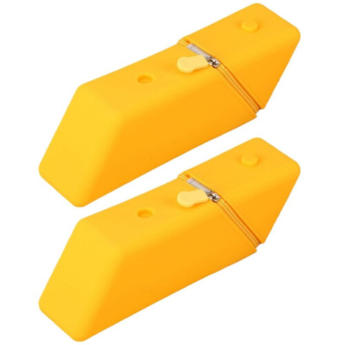 2pc Large Capacity Student Pencil Case Silicone Pencil Case Gradient Rectangular Stationery Organizer Pencil Bag Yellow