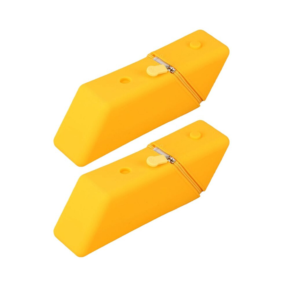 Saudism 2Pc Large Capacity Student Pencil Case Silicone Pencil Case Gradient Rectangular Stationery Organizer Pencil Bag Yellow