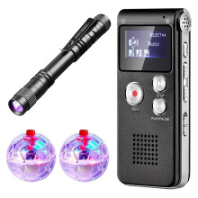 4-Teiliges Ausrüstungsset Inklusive 1 Digitalem Taschen-Diktiergerät, 2 Leuchtenden Led-Katzenbällen, 1 Uv-Taschenlampe, 8 Gb