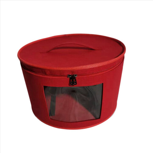 3X Hat Box Organizer Round Travel Boxes Foldable Storage Bag with Lid 1