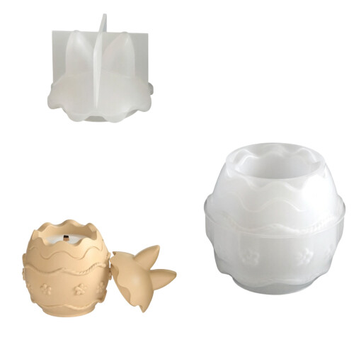 Rabbit Eggs Shape Silicone Molds Resin Jar Mould With Lid For-B