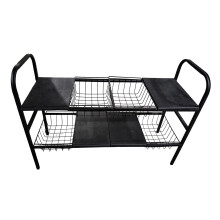 Platzsparendes Küchenschrank-Regal, 2 Ebenen, 4 Regale,-Schwarz