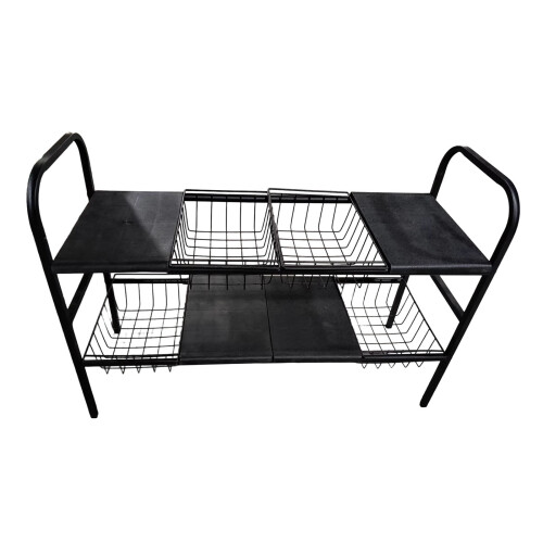 Niveau 4 extensible durable du stockage 2 de cuisine-Noir